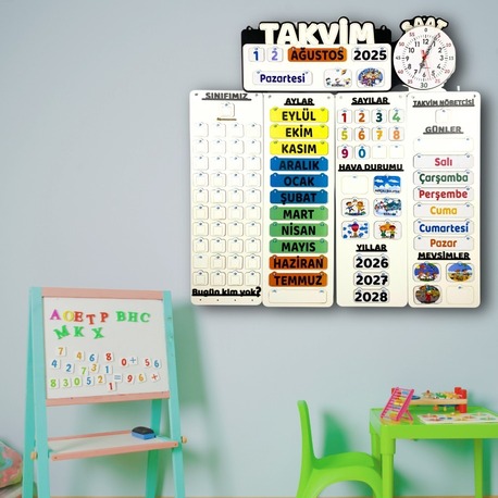 Kapsamlı İnteraktif Takvim (Mavi Tahta Detaylı)