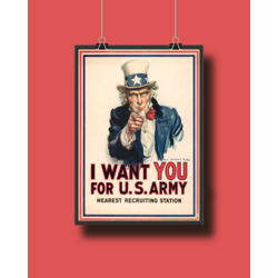 I Want You (Uncle Sam) Propaganda Afişi (30x42 cm)