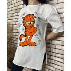 GARFİELD BASKI T-SHİRT BEYAZ
