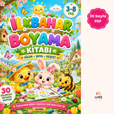 İlkbahar Boyama Kitabı | 3-8 Yaş | 30 Sayfa PDF