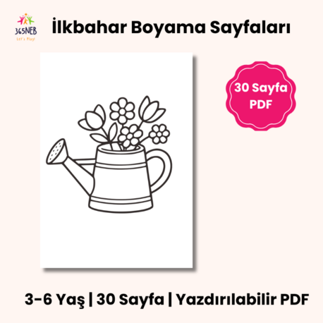 İlkbahar Boyama Sayfaları | 30 Sayfalık Okul Öncesi Yazdırılabilir PDF Etkinlik Seti