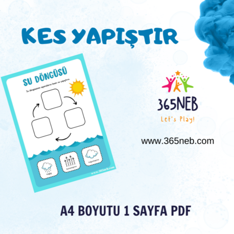 Yağmur Döngüsü Etkinliği | Su Yaşam Döngüsü |Okul Öncesi Yazdırılabilir Etkinlik