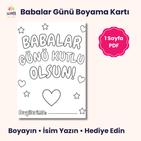 Babalar Günü Boyama Kartı | A4 Yazdırılabilir PDF Etkinlik Sayfası