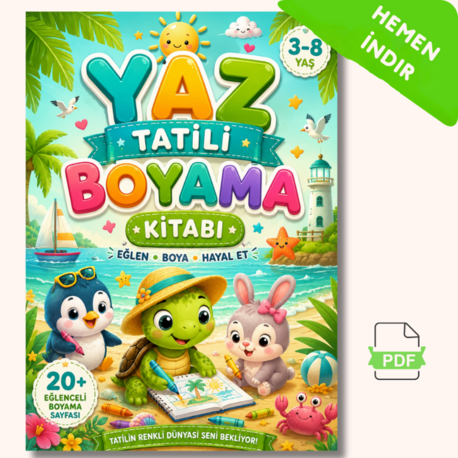 Yaz Tatili Boyama Kitabı | A4 Yazdırılabilir PDF