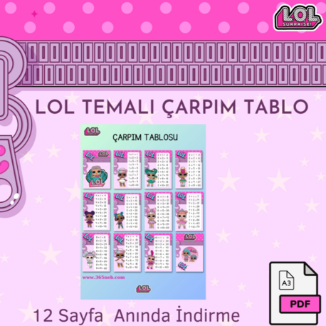 Çocuklar İçin LOL Temalı Yazdırılabilir Çarpım Tablosu |Evde Eğitim Kaynağı| 