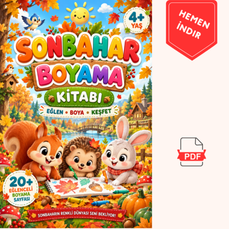 Sincap Puki ile Sonbahar Boyama Macerası | 4+Yaş | 20+ Sayfa PDF