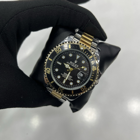 Premium Submariner Çelik Gold Erkek Kol Saati - Siyah Kadran