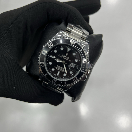 Submariner Serisi siyah  - Gümüş Renk Çelik Kordon Erkek Kol Saati