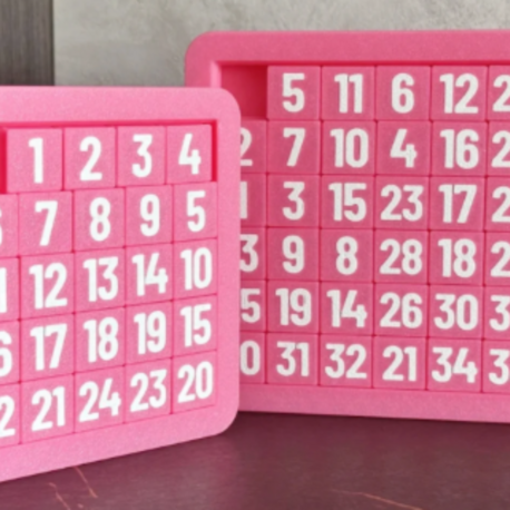 Kaydırmalı Sayı Bulmacası Zeka Oyunu 3D Baskı 5x5 ve 6x6
