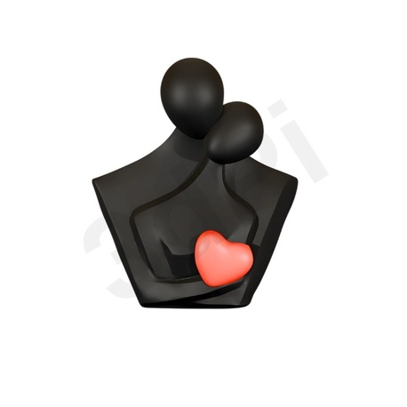 Kalpli Çift Figürü - 10 cm | Romantik 3D Dekor