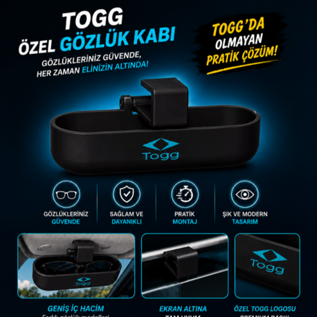 TOGG Özel Gözlük Kabı – Ekran Altı Gözlük Tutucu | 3D Baskı