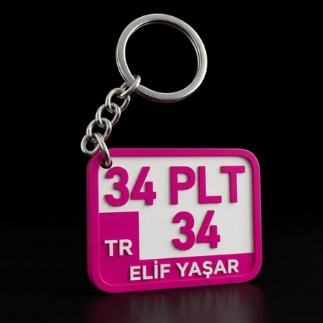 Plaka Motorsiklet Anahtarlık - PEMBE