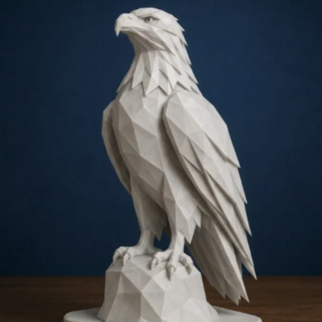 Low-Poly Kartal Heykeli - Modern Masaüstü Dekoratif Obje