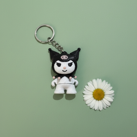 Flexi Kuromi Anahtarlık | Oynar Eklemli Sanrio Figür ve Çanta Süsü