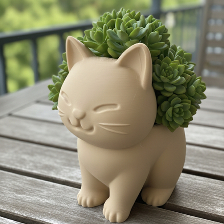 Sevimli kedi figürü saksı