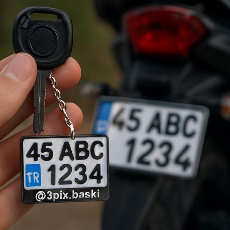 Motor Plaka Anahtarlık 3D Baskı Kişiselleştirilebilir