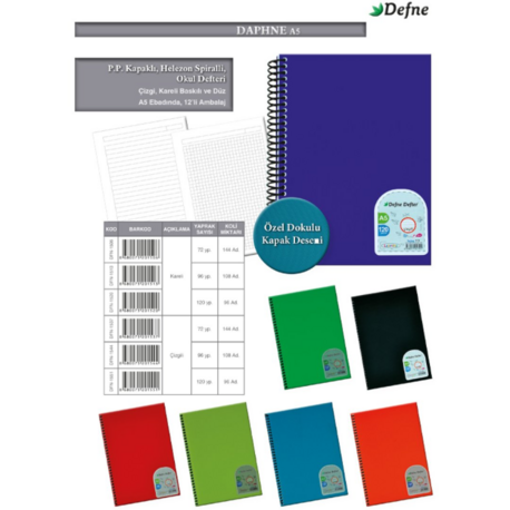 120 Yaprak  ÇİZGİLİ Defter