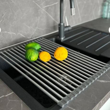 Lavabo Üstü Katlanabilen Nihale Bulaşıklık Paslanmaz Aluminyum - Gri