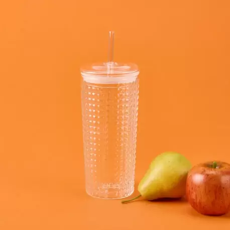 Mien Pipetli Cam Bardak - Şeffaf - 550 ml