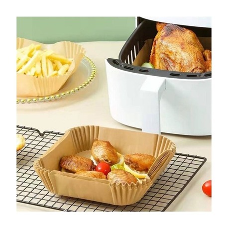 50 Adet Air Fryer Pişirme Kağıdı Tek Kullanımlık Kare Tabak Model