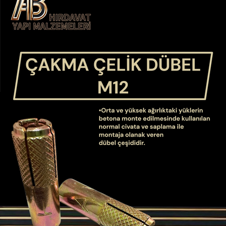 ÇAKMALI ÇELİK DÜBEL M12 10’lu