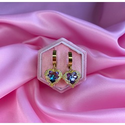 Mor Detaylı Gold Küpe