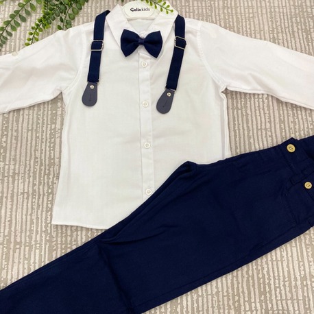Papyon-Gömlek ve Askılı Pantalon Erkek Çocuk Takım