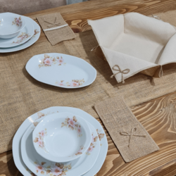 Jüt 6 Kişilik Amerikan Servis Seti / Runner+ Kaşıklık+ Ekmeklik