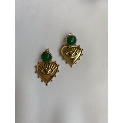 Vintage Yeşim Taşlı Küpe