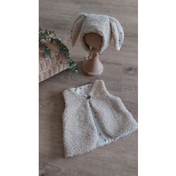 Teddy Muslin Yelek ve tavsan kulaklı şapkasi