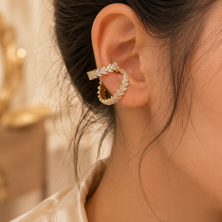 Yaprak Desenli Ear Cuff Seti