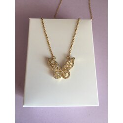 Taşlı kelebek kolye (gold)