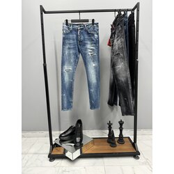 Dsquared2 Mavi Yıpratma Detaylı Jean Pantolon
