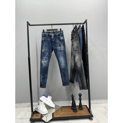 Dsquared2 Lacivert  Yıpratma Detaylı Jean Pantolon