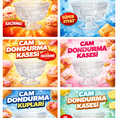 Plastik Lüx Ayaklı Kristal Puding Magnolya Tatlı Papatya Kase 6 ADET + KAPAK