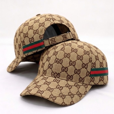 Gucci Desenli Kahverengi Şerit Detaylı Unisex Şapka
