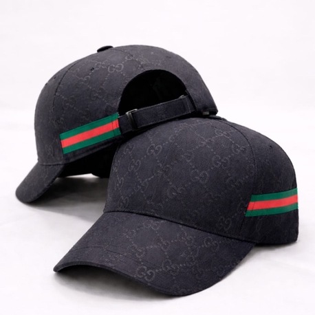 Gucci Desenli Siyah Şerit Detaylı Unisex Şapka