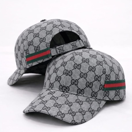 Gucci Desenli Gri Şerit Detaylı Unisex Şapka