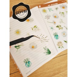 Şeffaf  - LF32 - Flower & Leaf Temalı Laptop, Notebook, Tablet, Telefon, Ajanda Sticker Seti