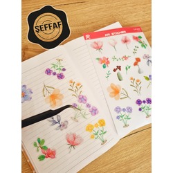 Şeffaf  - LF30 - Flower & Leaf Temalı Laptop, Notebook, Tablet, Telefon, Ajanda Sticker Seti