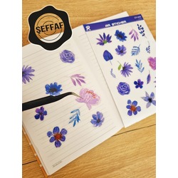 Şeffaf  - LF40 - Flower & Leaf Temalı Laptop, Notebook, Tablet, Telefon, Ajanda Sticker Seti