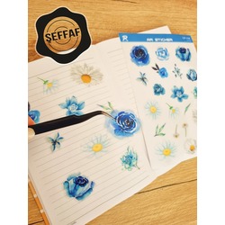 Şeffaf  - LF15 - Flower & Leaf Temalı Laptop, Notebook, Tablet, Telefon, Ajanda Sticker Seti