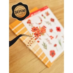 Şeffaf  - LF44 - Flower & Leaf Temalı Laptop, Notebook, Tablet, Telefon, Ajanda Sticker Seti