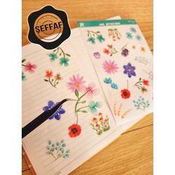 Şeffaf  - LF25 - Flower & Leaf Temalı Laptop, Notebook, Tablet, Telefon, Ajanda Sticker Seti