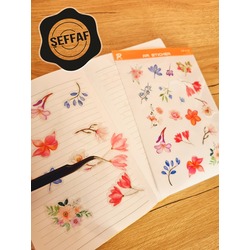 Şeffaf  - LF21 - Flower & Leaf Temalı Laptop, Notebook, Tablet, Telefon, Ajanda Sticker Seti