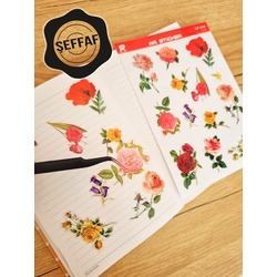 Şeffaf  - LF36 - Flower & Leaf Temalı Laptop, Notebook, Tablet, Telefon, Ajanda Sticker Seti
