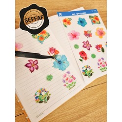 Şeffaf  - LF26 - Flower & Leaf Temalı Laptop, Notebook, Tablet, Telefon, Ajanda Sticker Seti