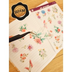 Şeffaf - LF17 - Flower & Leaf Temalı Laptop, Notebook, Tablet, Telefon, Ajanda Sticker Seti