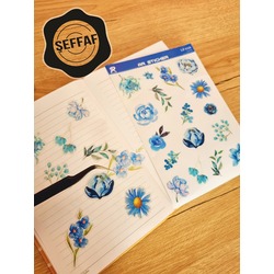 Şeffaf  - LF23 - Flower & Leaf Temalı Laptop, Notebook, Tablet, Telefon, Ajanda Sticker Seti