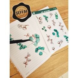Şeffaf  - LF42 - Flower & Leaf Temalı Laptop, Notebook, Tablet, Telefon, Ajanda Sticker Seti